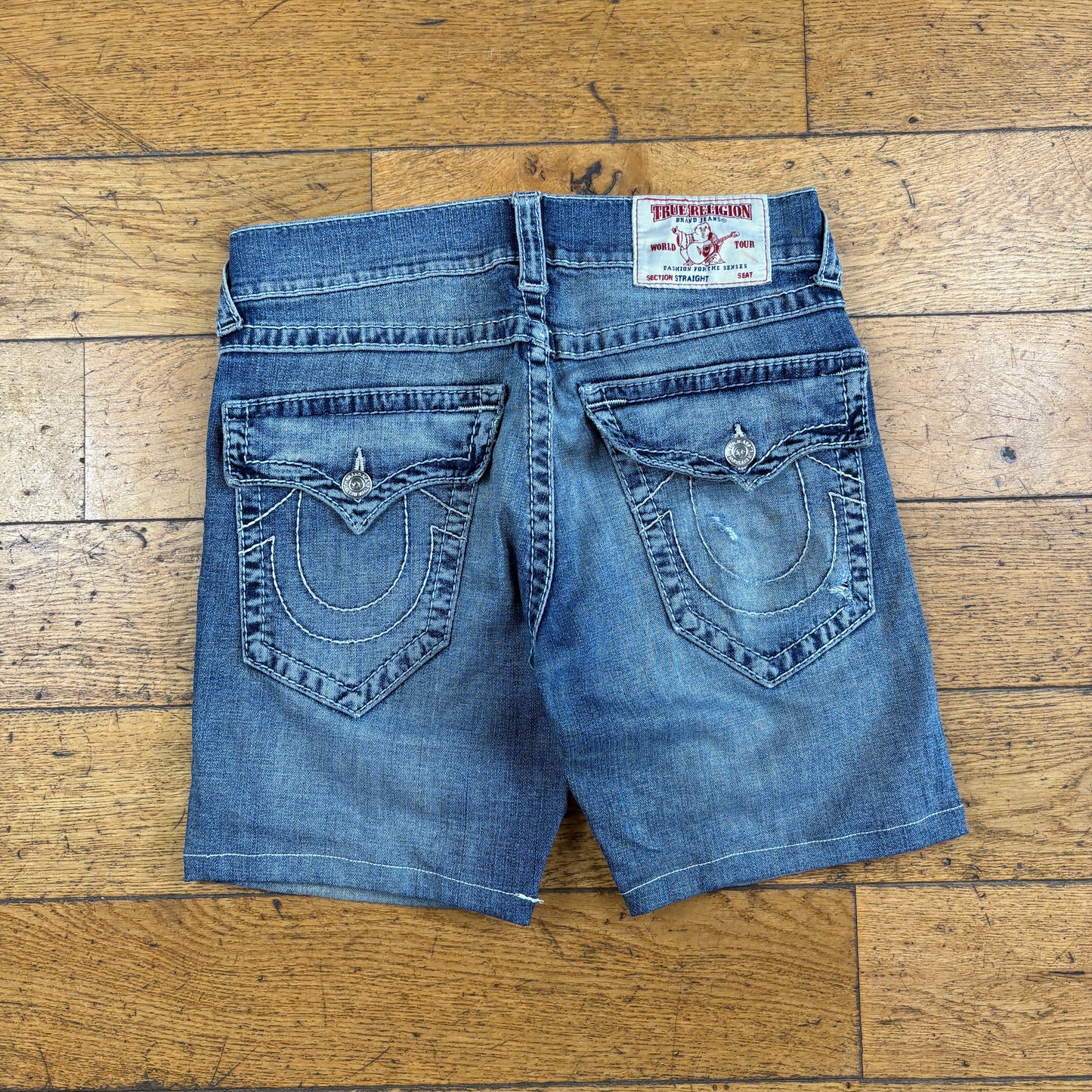 Vintage True Religion Blue Embroidered Y2K Shorts Jorts - 30