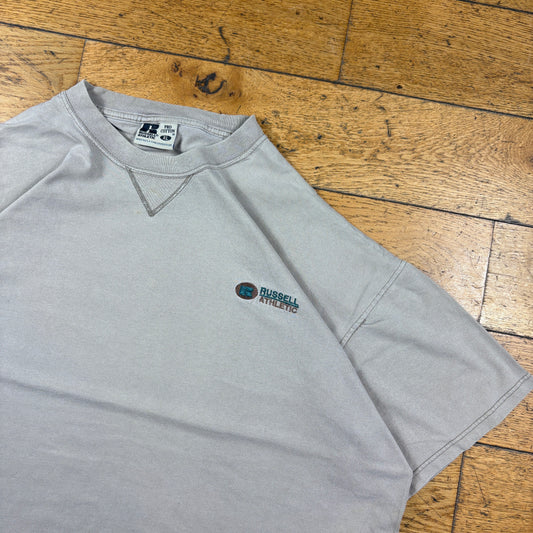 Vintage Russell Athletic Brown Embroidered T-Shirt - XL
