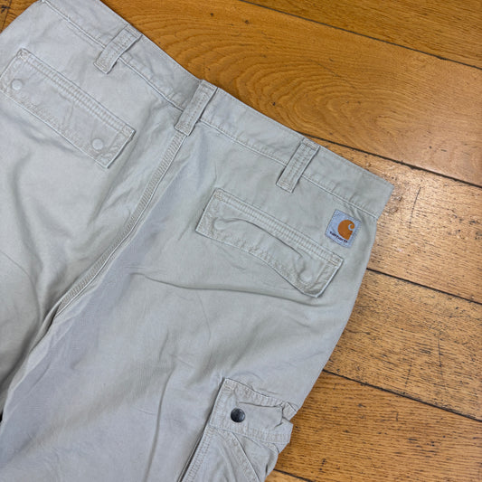 Vintage Carhartt Workwear Cream Baggy Carpenter Shorts - 36