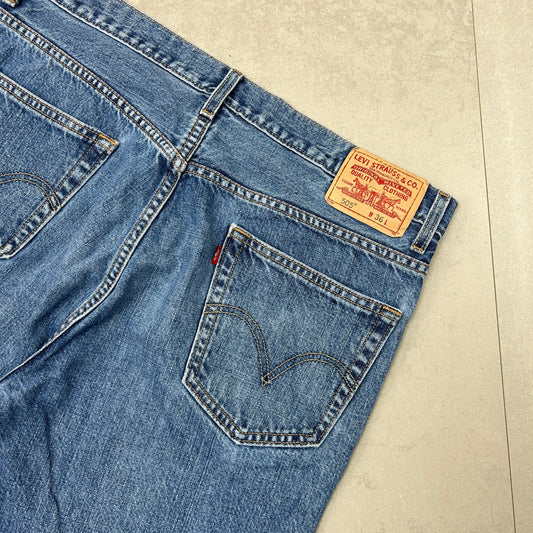Vintage Levis 505 Blue Baggy Denim Shorts - 36