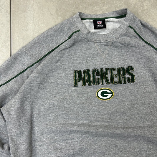Vintage 00s NFL Green Bay Packers Embroidered Grey Sweatshirt - XL