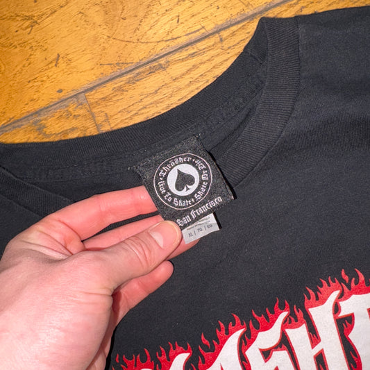 Vintage Thrasher Black Skate Flames Long Sleeve Graphic T-Shirt - XL