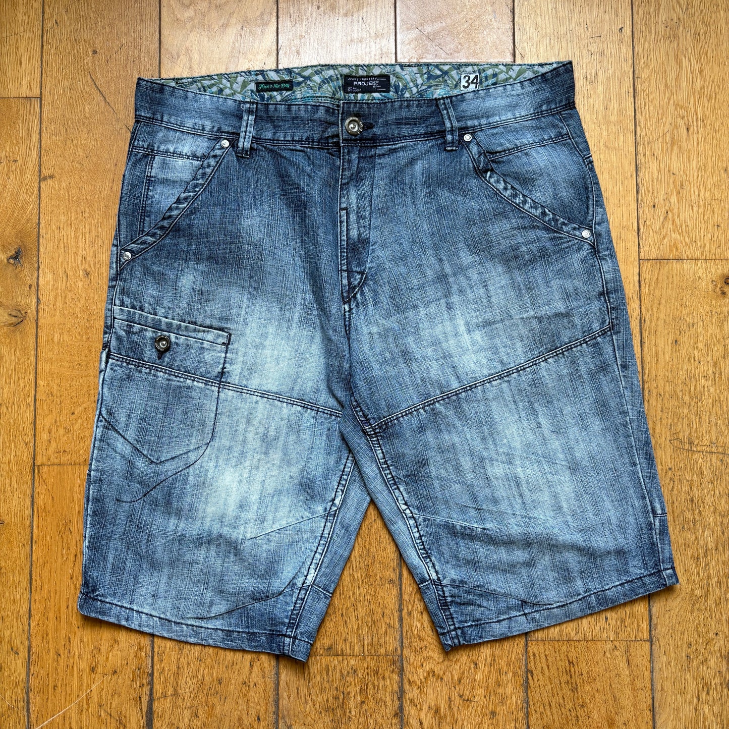 Vintage Hip Hop Blue Baggy Shorts Jorts - 36