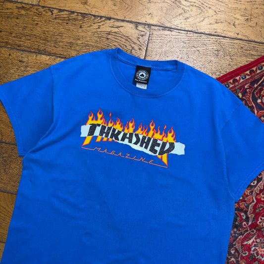 Vintage Thrasher Blue Skate Graphic T-Shirt - M