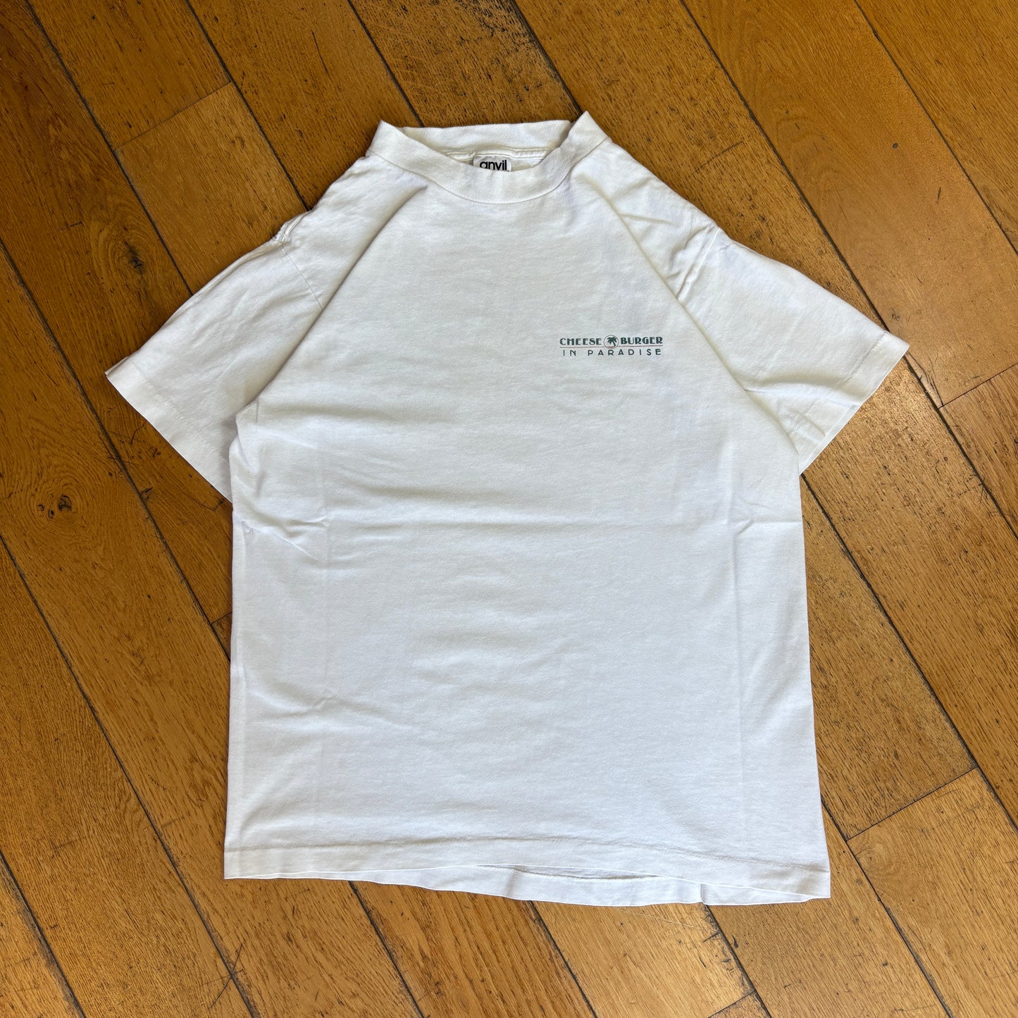 Vintage 90s Cheeseburger in Paradise White Single Stitch Graphic T-Shirt - XS