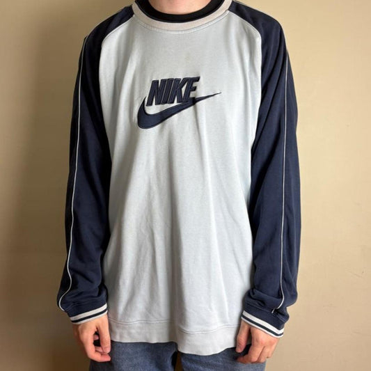 Vintage Nike Y2K Blue Embroidered Sweatshirt - 2XL