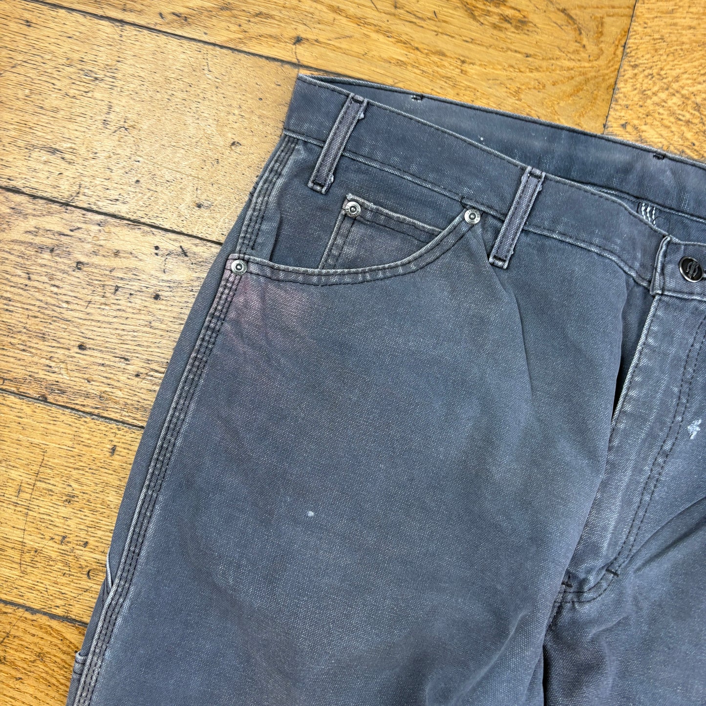 Vintage Dickies Grey Workwear Carpenter Baggy Trousers - 38