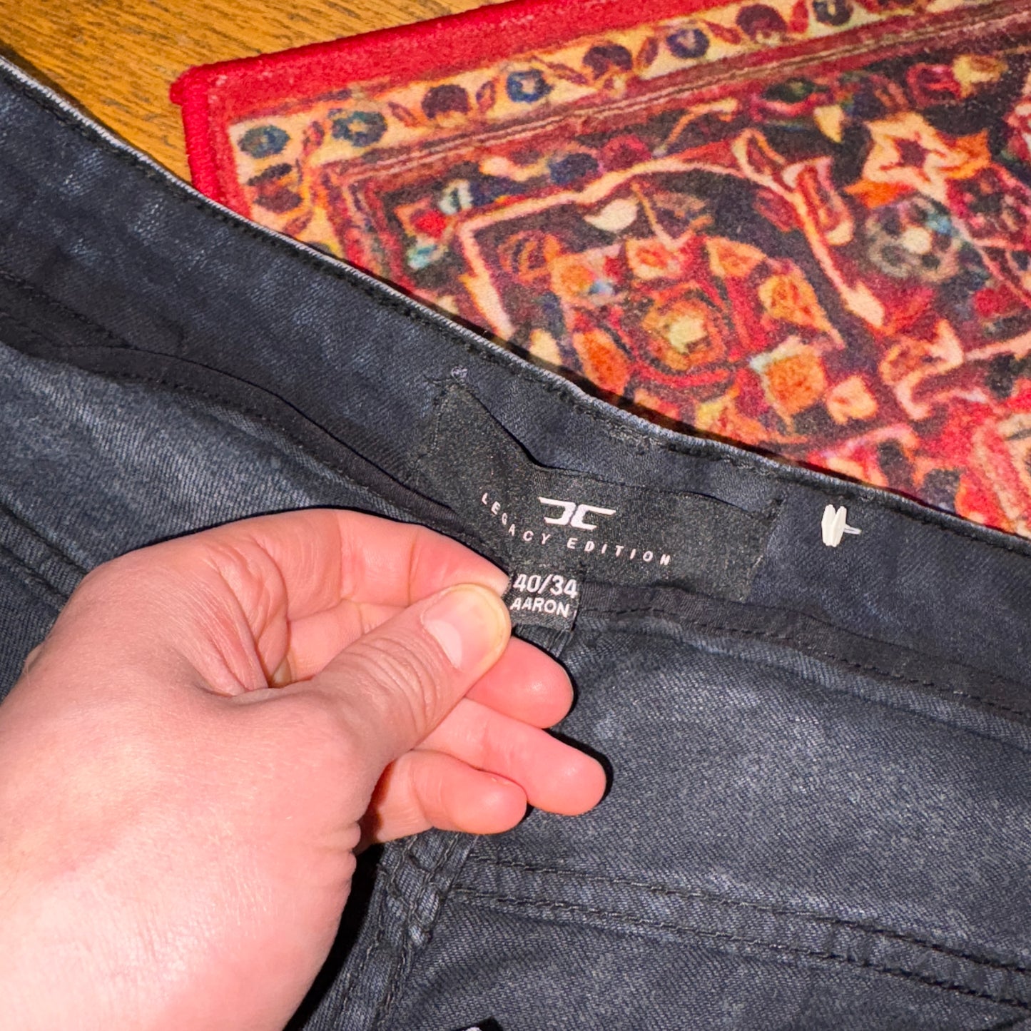 Vintage Navy Grunge Distressed Y2K Hip Hop Straight Jeans - 42L