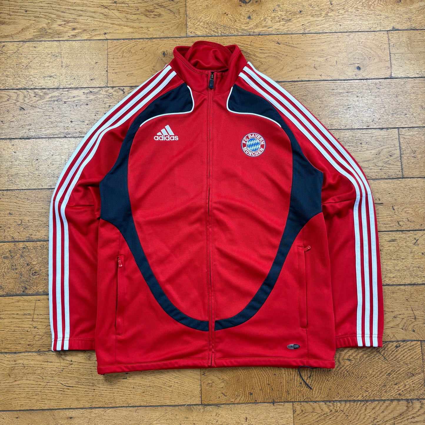 Vintage Adidas Bayern Munich Embroidered Football Red Tracksuit Jacket - M