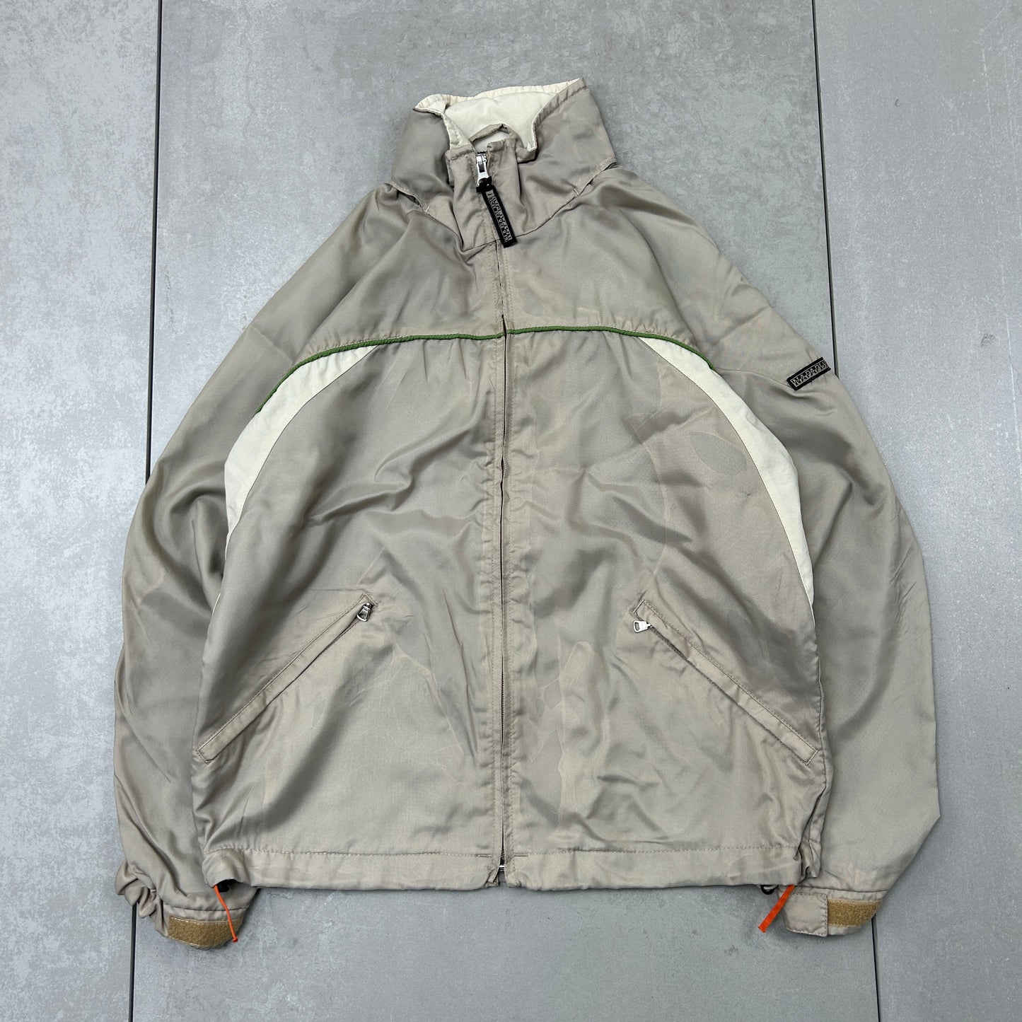 Vintage Napapijri Cream Tracksuit Track Shell Windbreaker Jacket - M