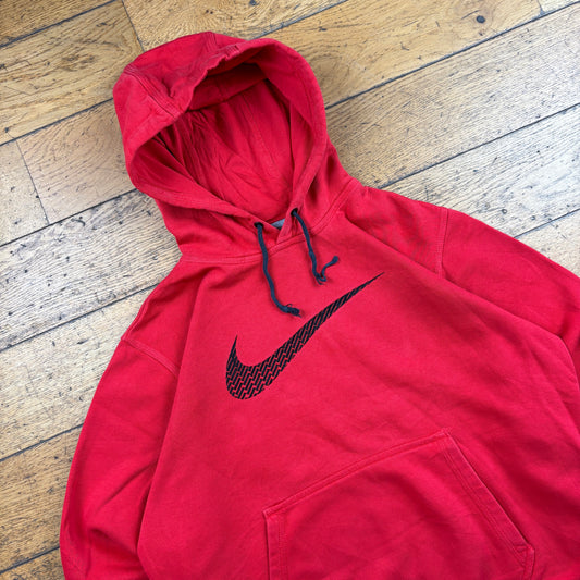Vintage Nike Red Embroidered Hoodie Sweatshirt - M