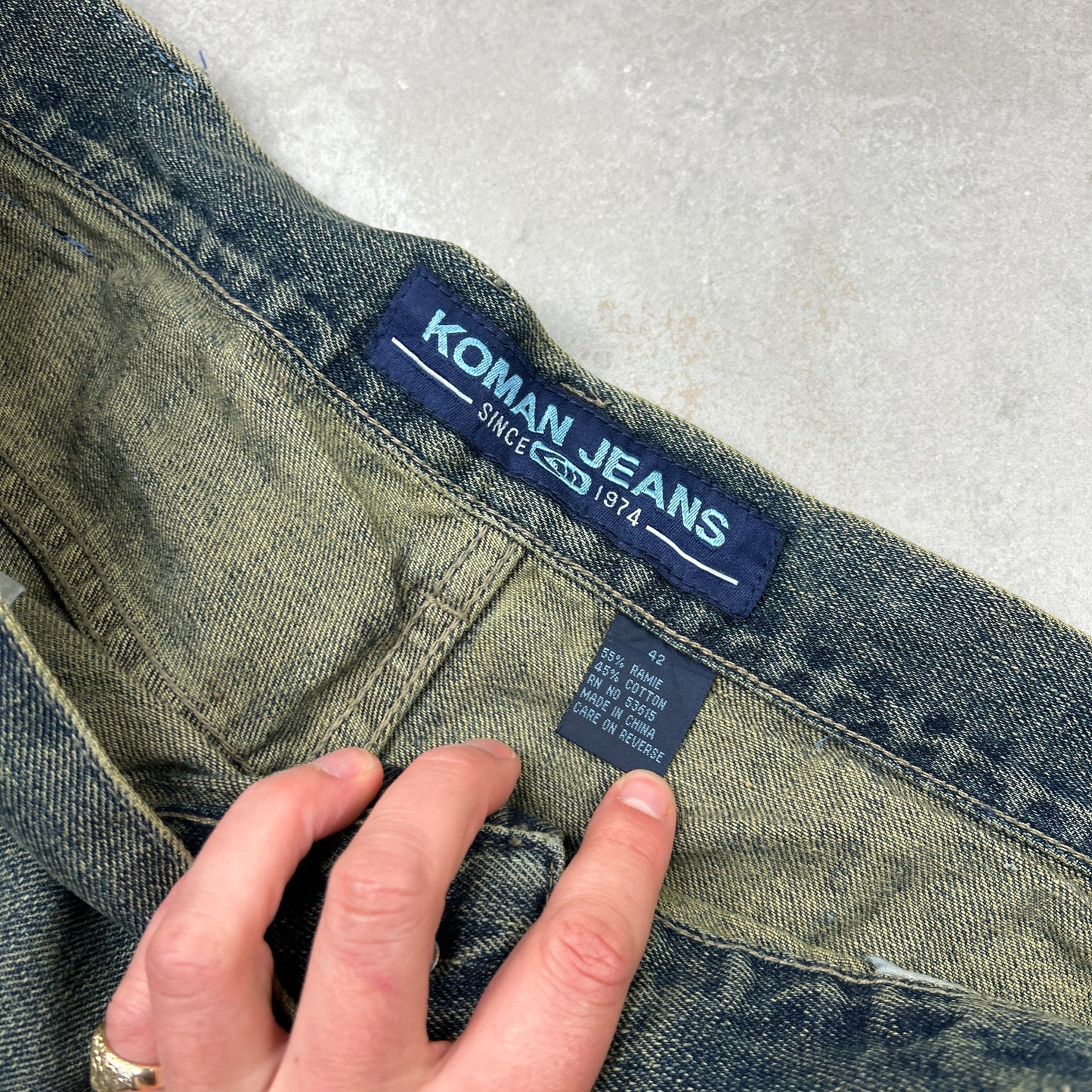 Vintage Camo Embroidered Hip Hop Baggy Shorts Blue Jorts - 42