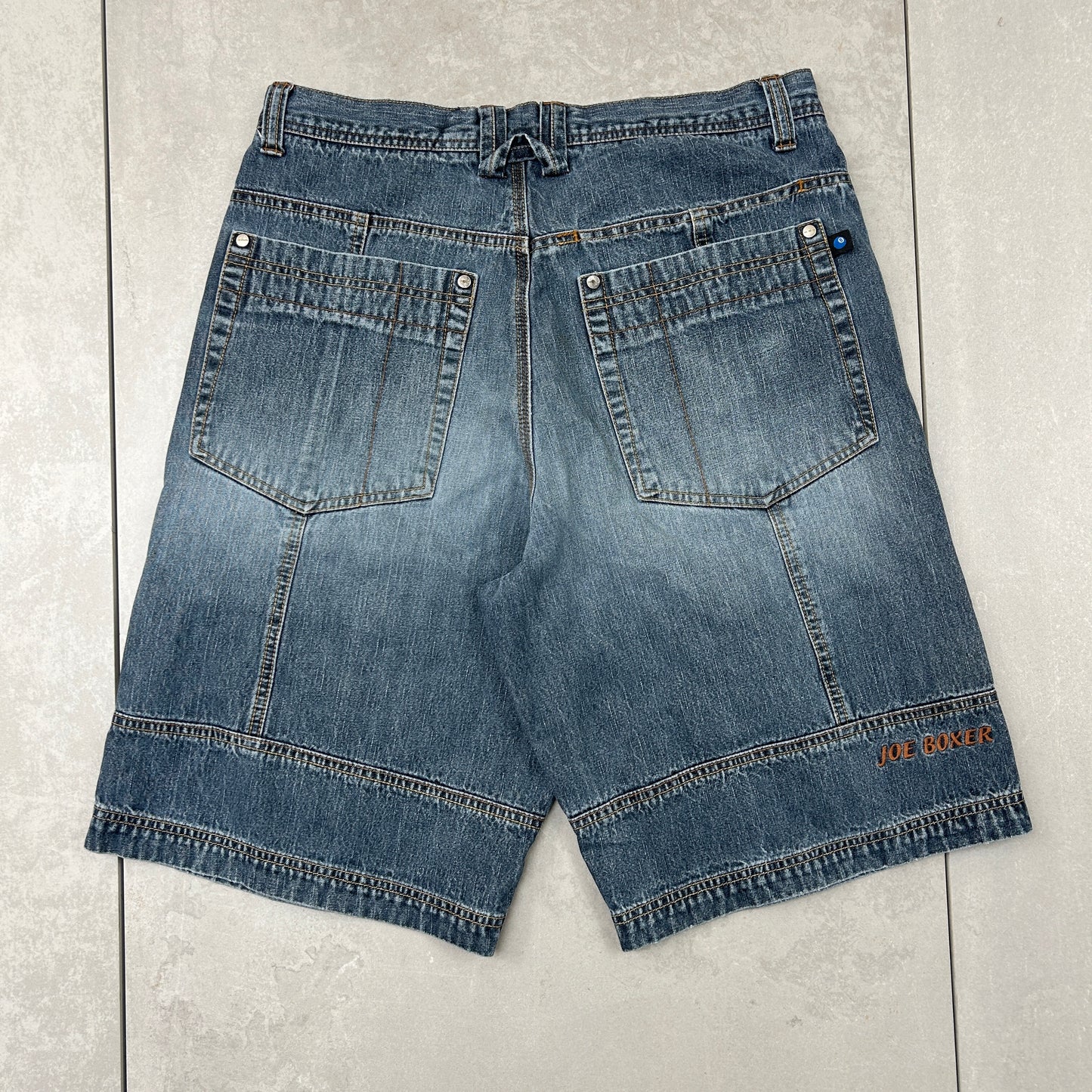 Vintage Embroidered Hip Hop Baggy Blue Shorts Jorts - 32