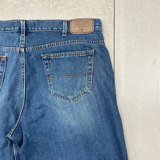 Vintage Blue Denim Carpenter Baggy Shorts - 40