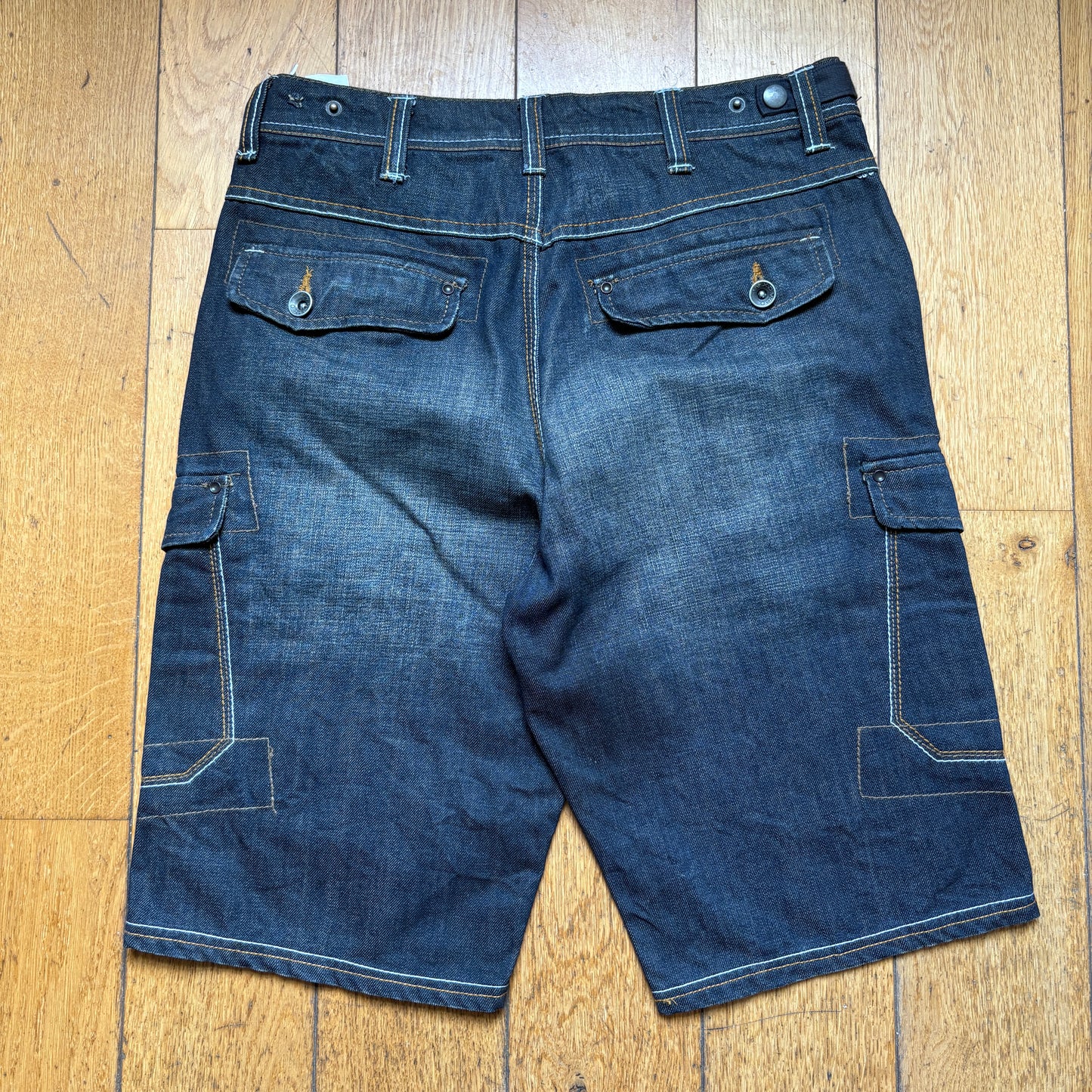 Vintage Embroidered Hip Hop Cargo Black Baggy Shorts Jorts - 32