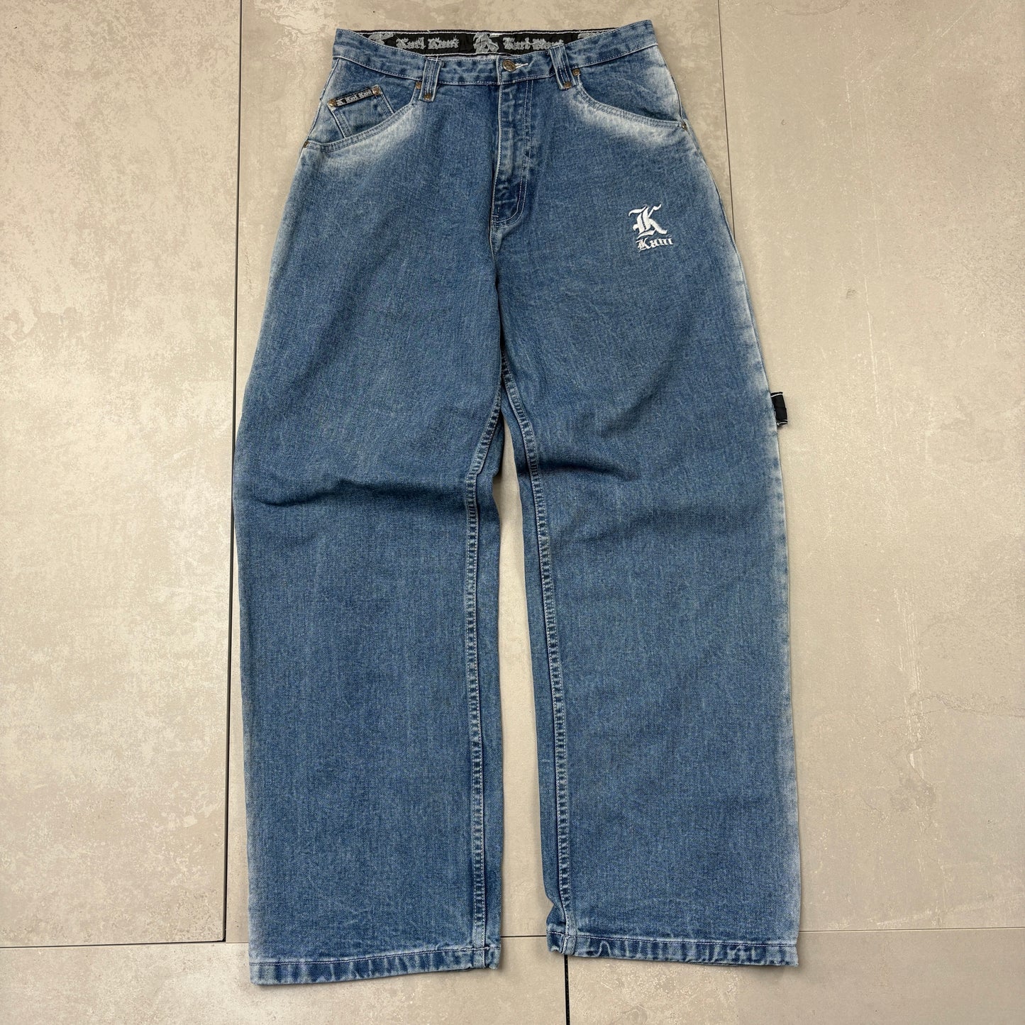 Vintage Karl Kani Blue Embroidered Hip Hop Baggy Jeans - 32