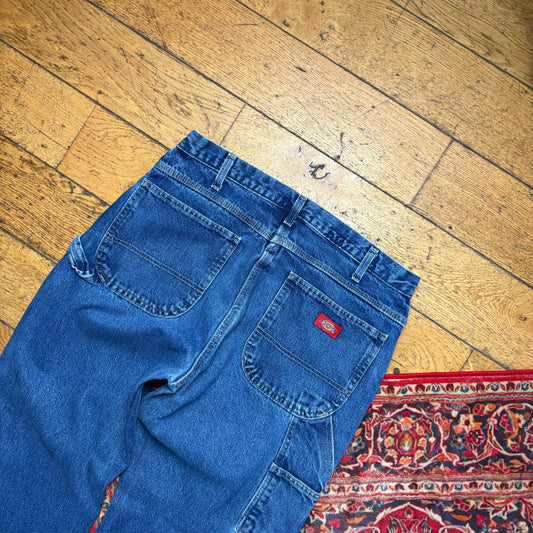 Vintage Dickies Workwear Carpenter Baggy Blue Jeans - 34L