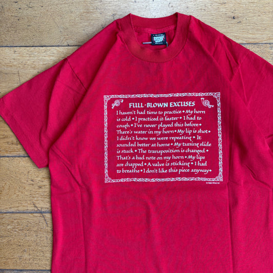 Vintage 1988 Funny Single Stitch Red Graphic T-Shirt - S