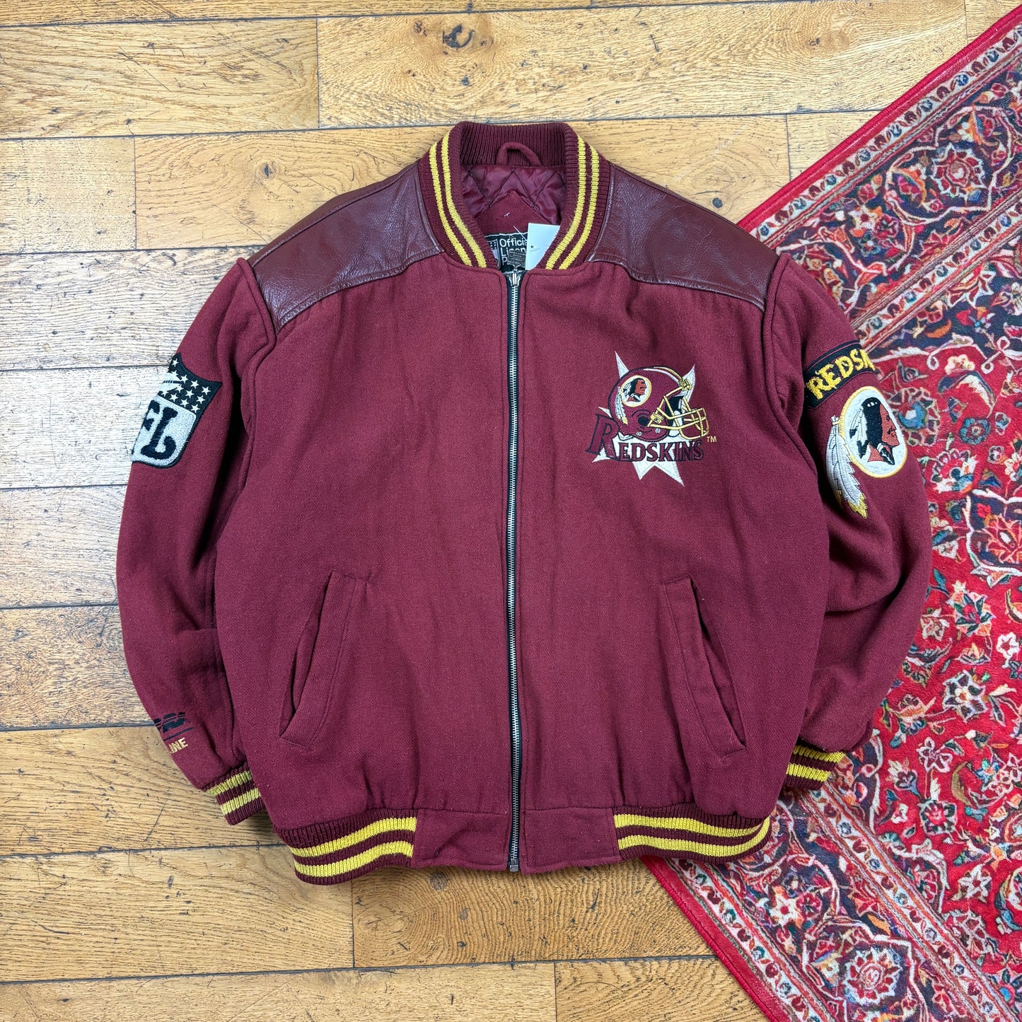 Vintage 90s NFL Washington Redskins Varisty Leather Embroidered Jacket - XL