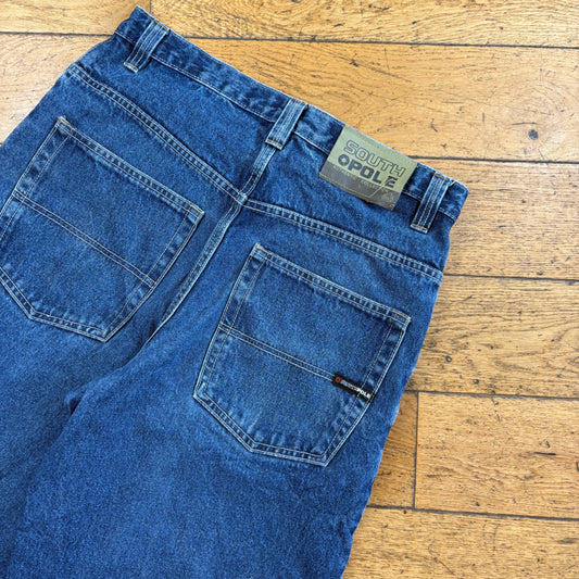 Vintage Southpole Embroidered Blue Hip Hop Baggy Shorts Jorts - 33