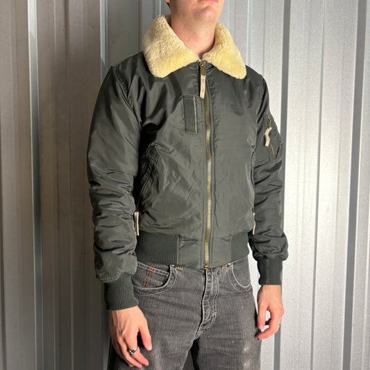 Vintage Alpha Industries Black Flight Aviator Bomber Jacket - M
