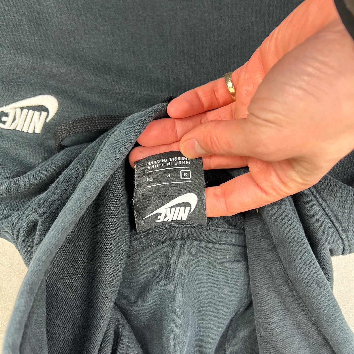 Vintage 00s Nike Swoosh Embroidered Black Hoodie Sweatshirt - S