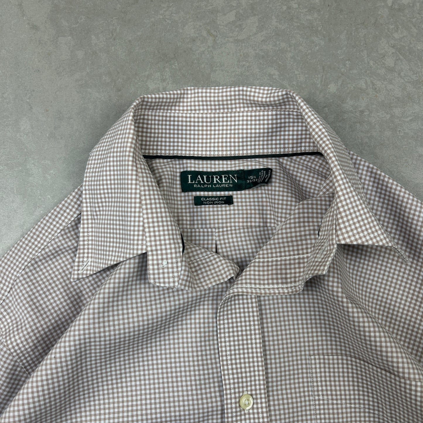 Vintage Ralph Lauren Brown White Check Plaid Button Shirt - M