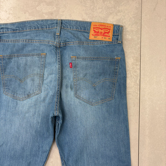 Vintage Levis 502 Straight Blue Denim Jeans - 35