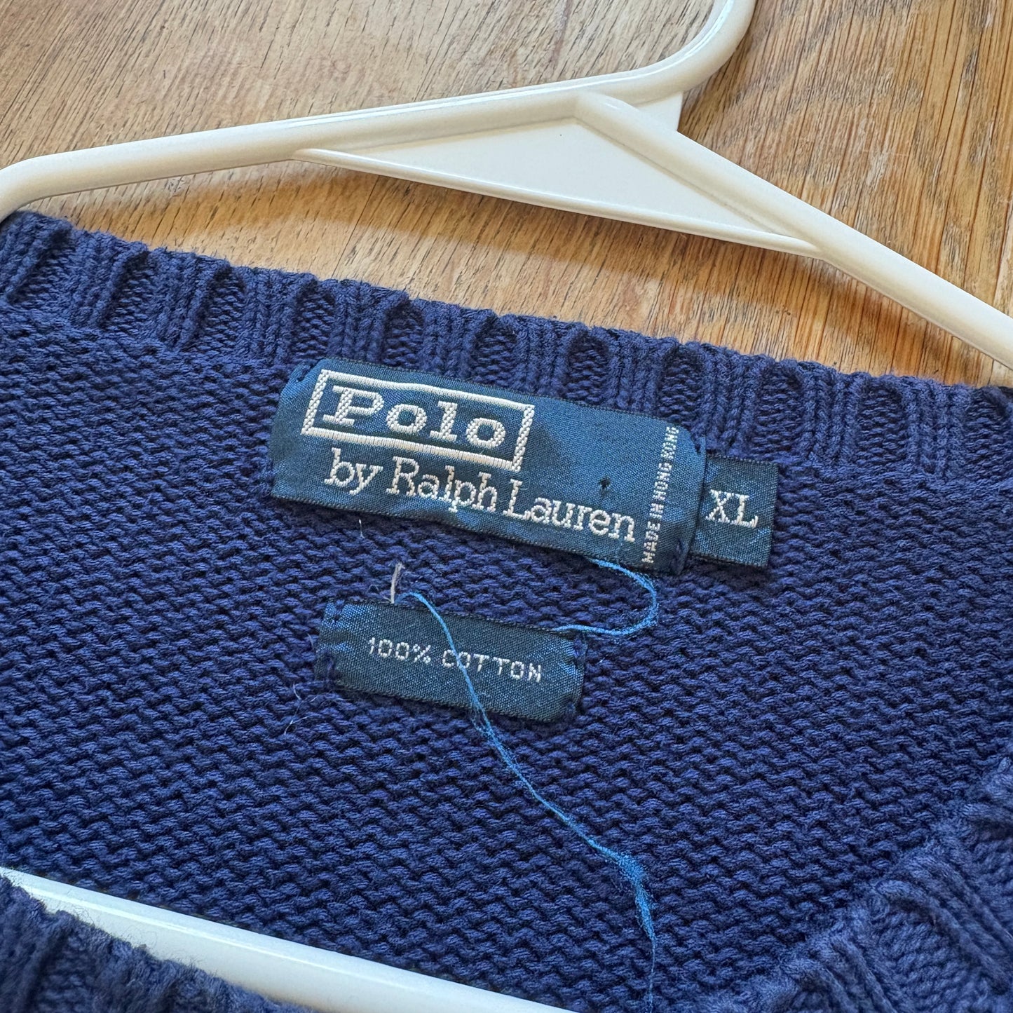Vintage Ralph Lauren Blue Navy Chunky Knit Crewneck Jumper -