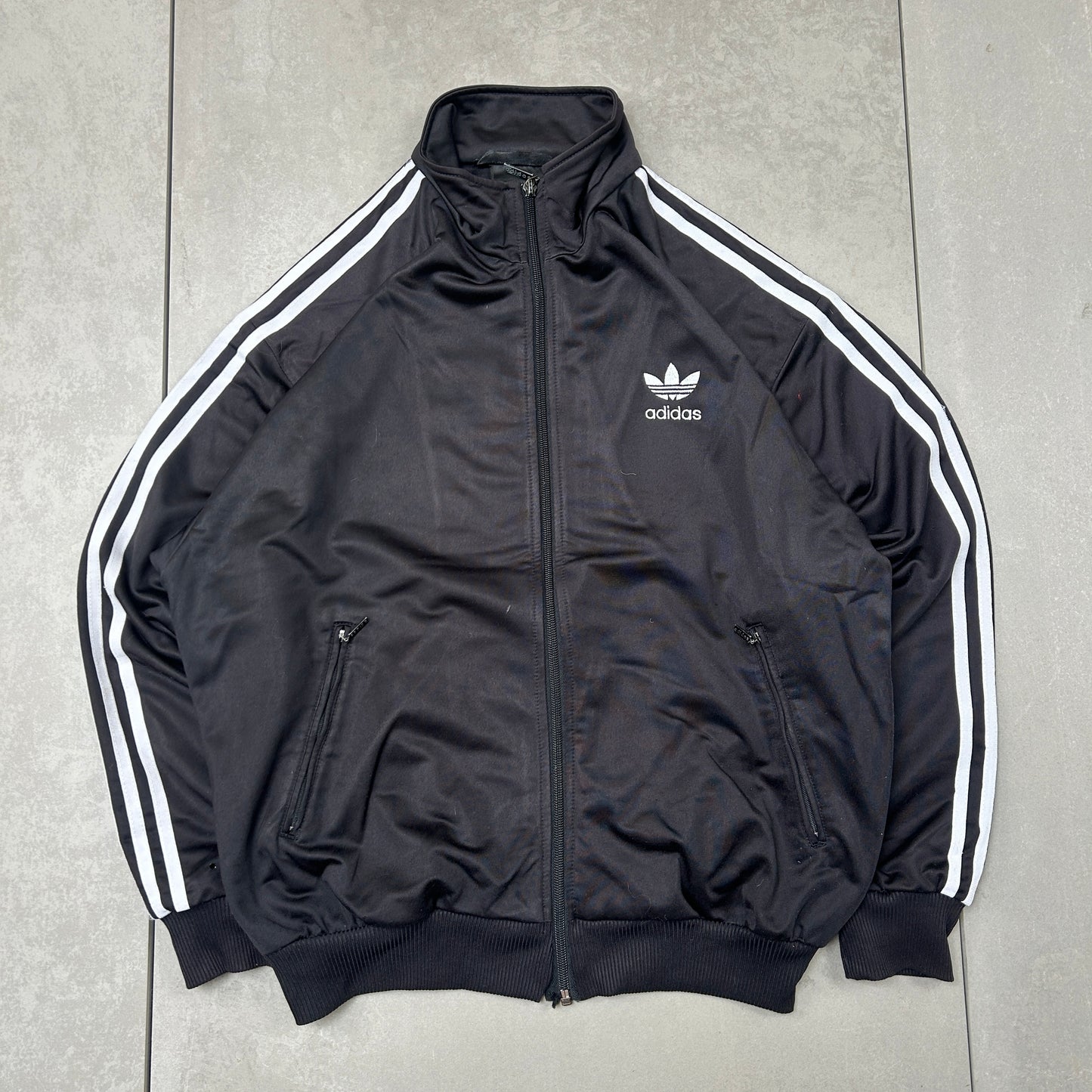 Vintage 80s Adidas Black Tracksuit Track Shell Windbreaker Jacket - L
