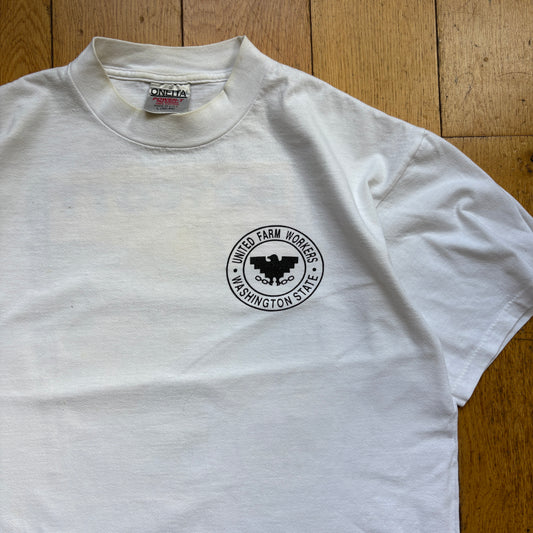 Vintage 90s Single Stitch White Graphic T-Shirt - M