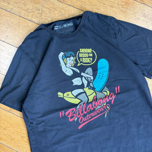 Vintage Billabong Funny Surfwear Black Graphic T-Shirt - S