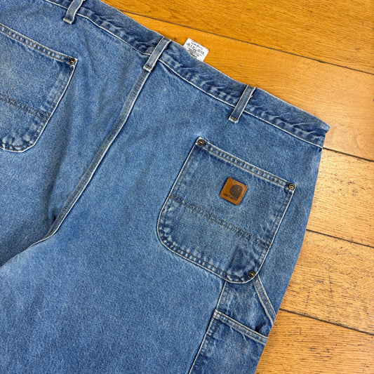Vintage Carhartt Blue Workwear Double Knee Baggy Carpenter Jorts Shorts - 44