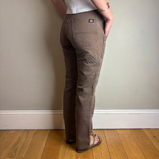 Vintage Dickies Brown Double Knee Workwear Carpenter Baggy Trousers - 30R