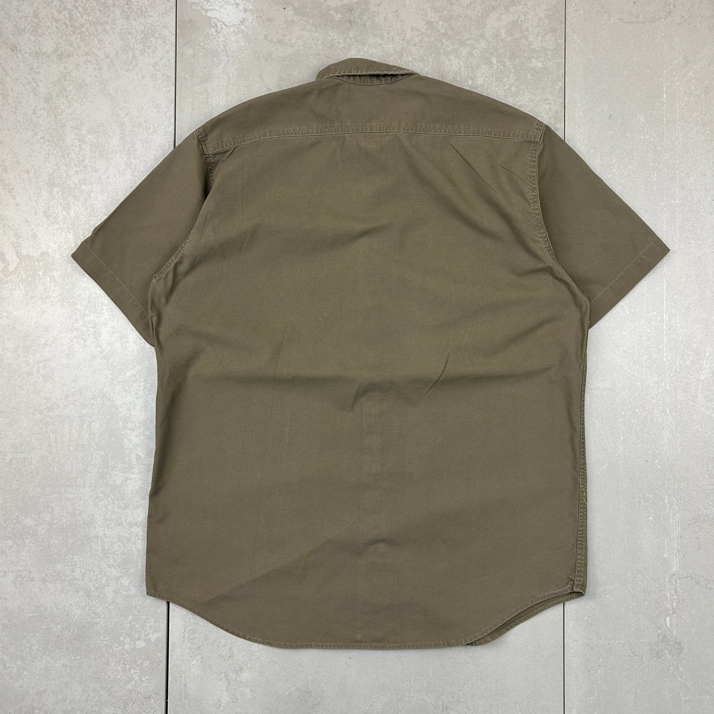 Vintage Carhartt Embroidered Aviation Short Sleeve Khaki Button Down Shirt - L