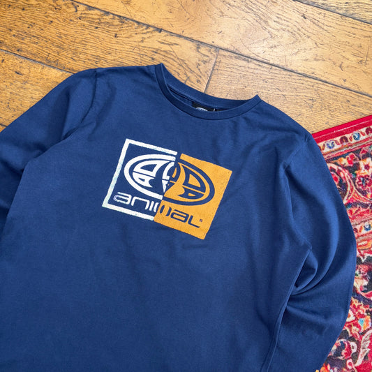 Vintage Animal Navy Surfwear Long Sleeve Graphic T-Shirt - XS