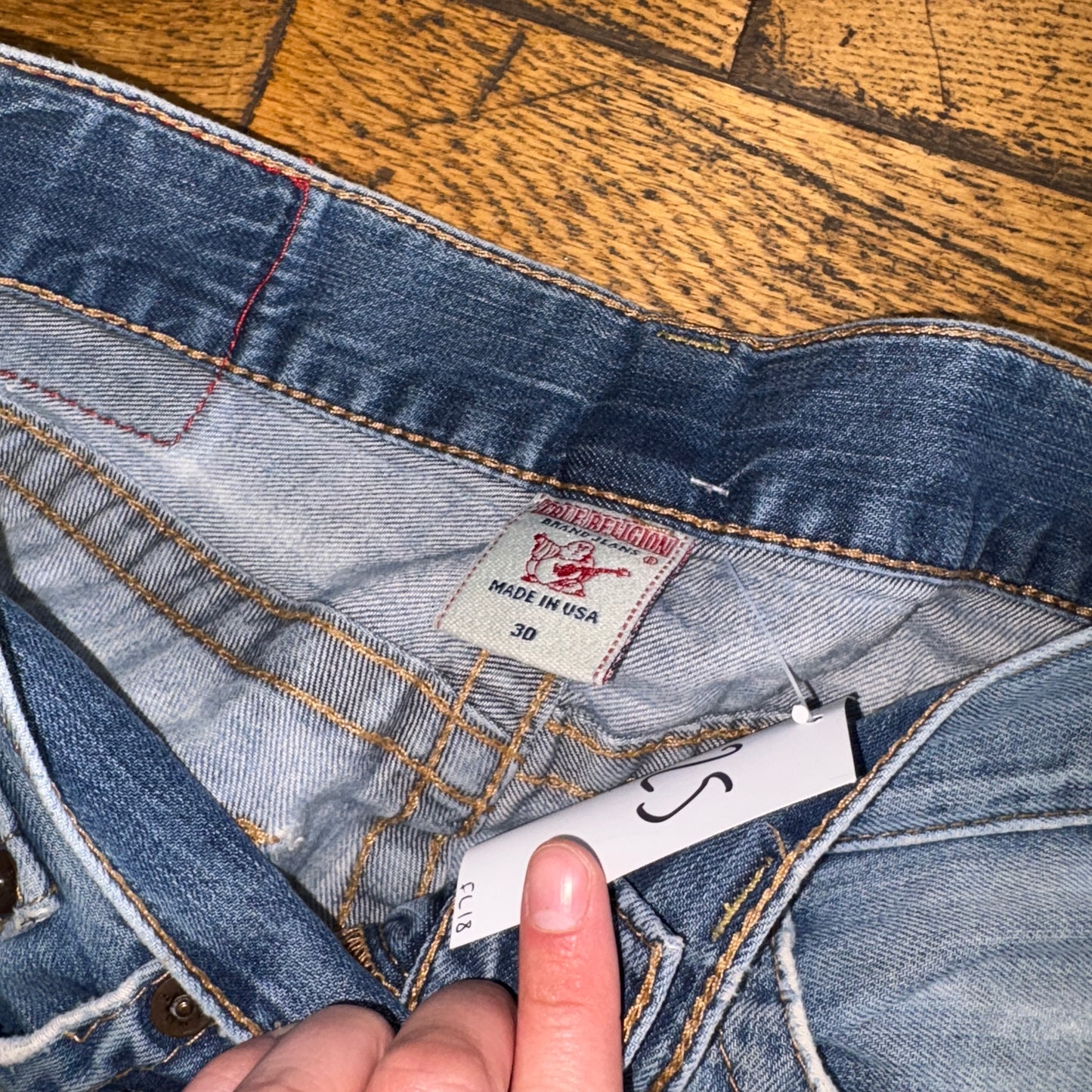 Vintage True Religion Blue Embroidered Y2K Shorts Jorts - 32