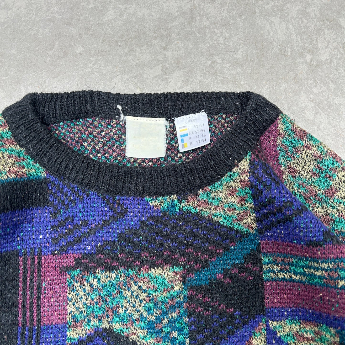Vintage Italian Pattern Wool Chunky Knit Green Jumper - L