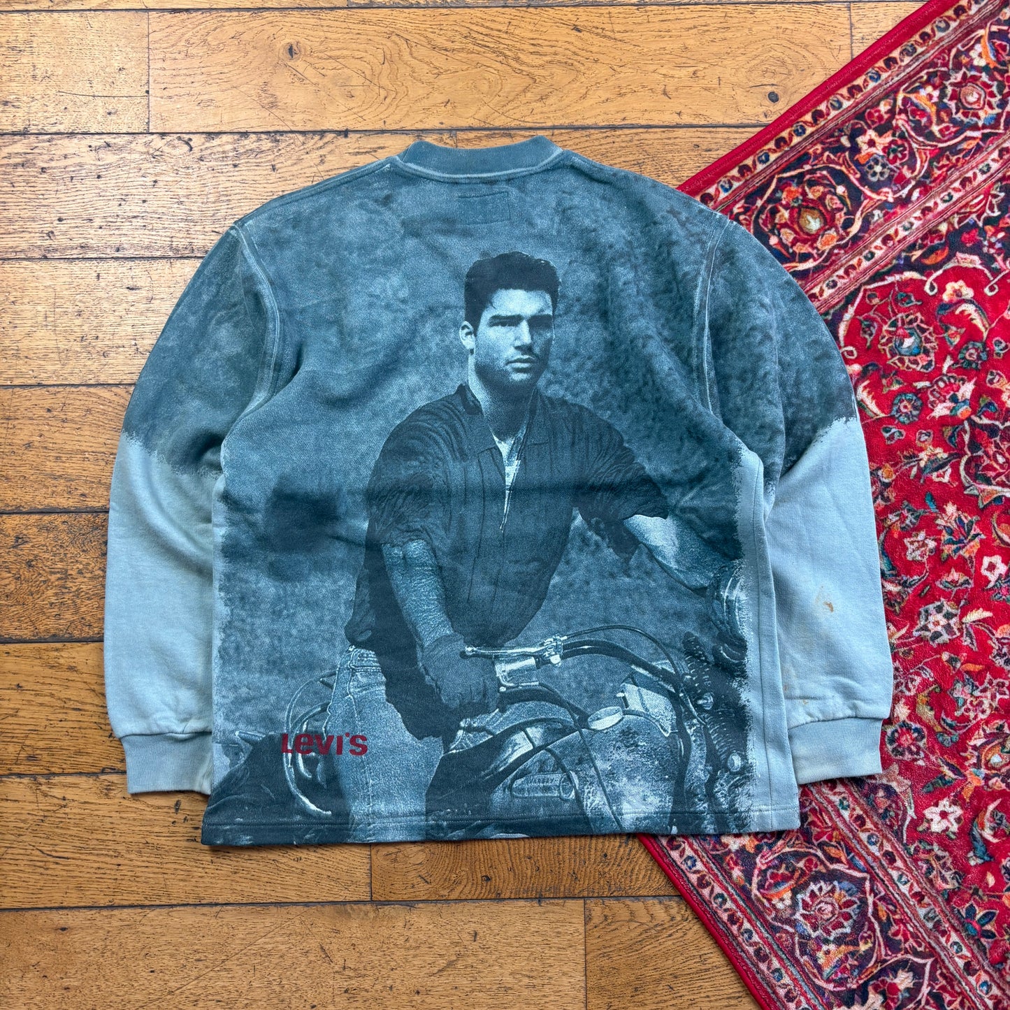 Vintage 90s Levis All Over Graphic Blue Sweatshirt - S