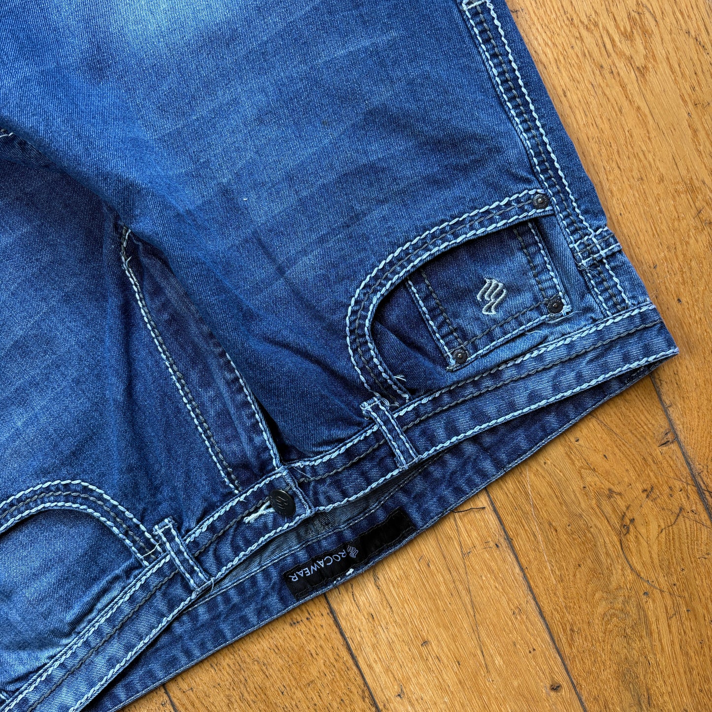 Vintage Rocawear Embroidered Blue Hip Hop Baggy Jeans - 40