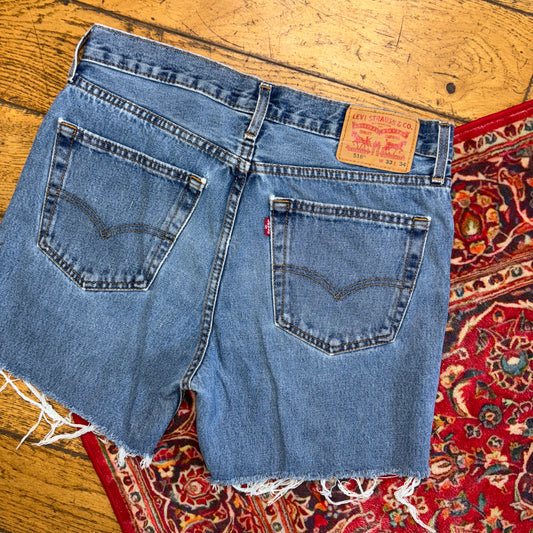 Vintage Levis 516 Blue Denim Shorts - 33