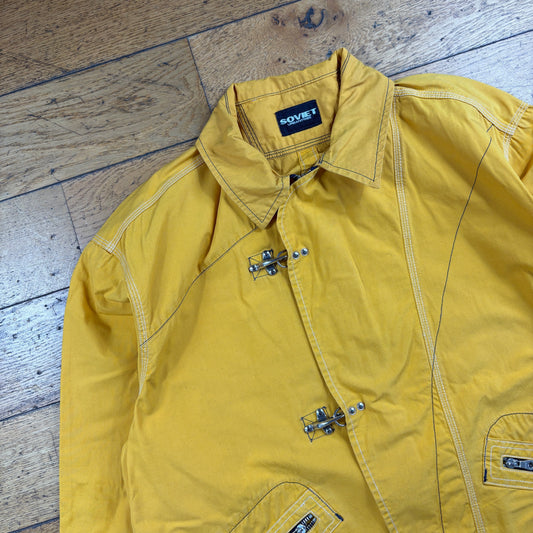 Vintage Soviet Urban Tribe Yellow Fireman Clasp Jacket Coat - XL