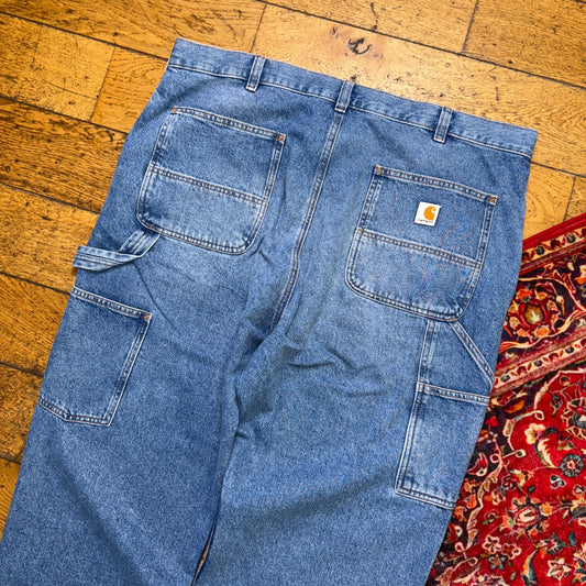 New Carhartt Double Knee Carpenter Baggy Blue Jeans - 42R