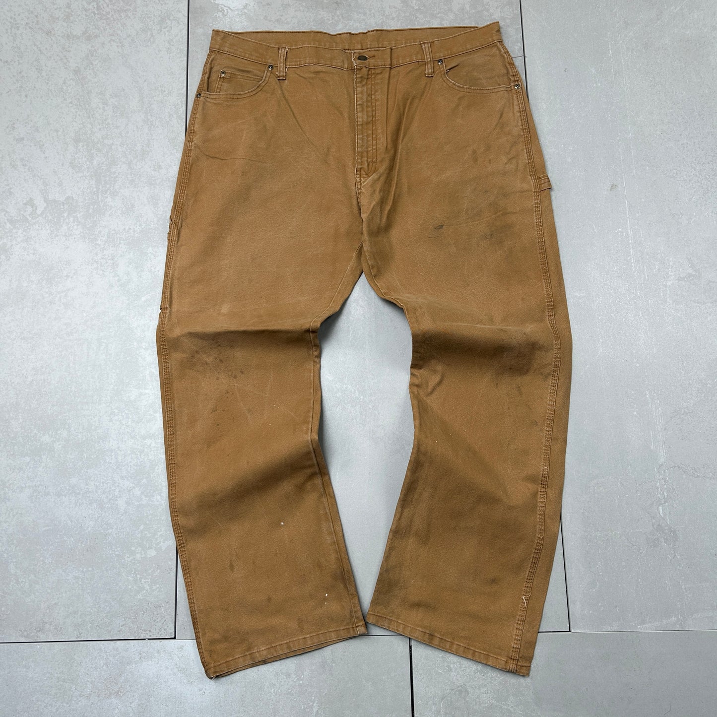 Vintage Dickies Workwear Carpenter Baggy Brown Trousers - 40