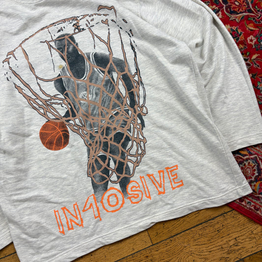 Vintage Grey Basketball Long Sleeve Graphic T-Shirt - XL