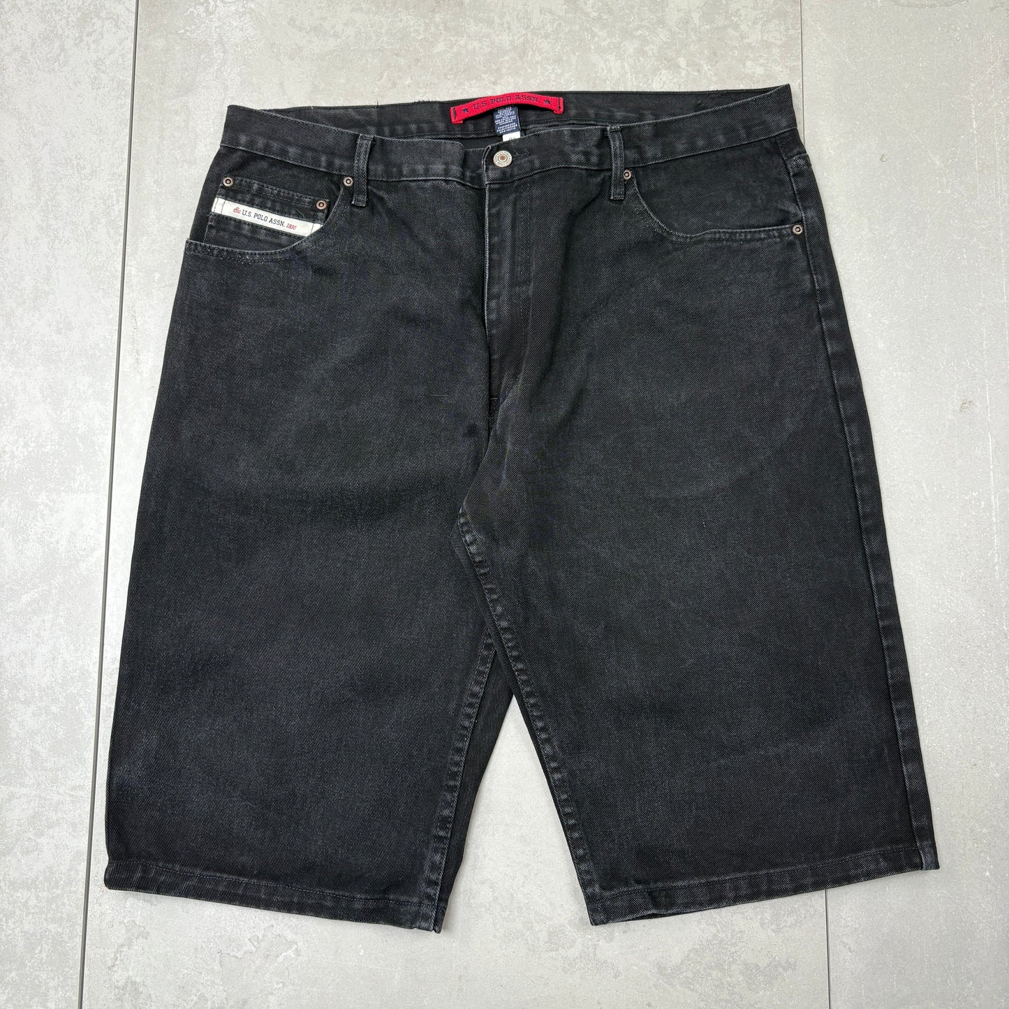 Vintage US Polo ASSN Embroidered Hip Hop Black Baggy Shorts Jorts - 40