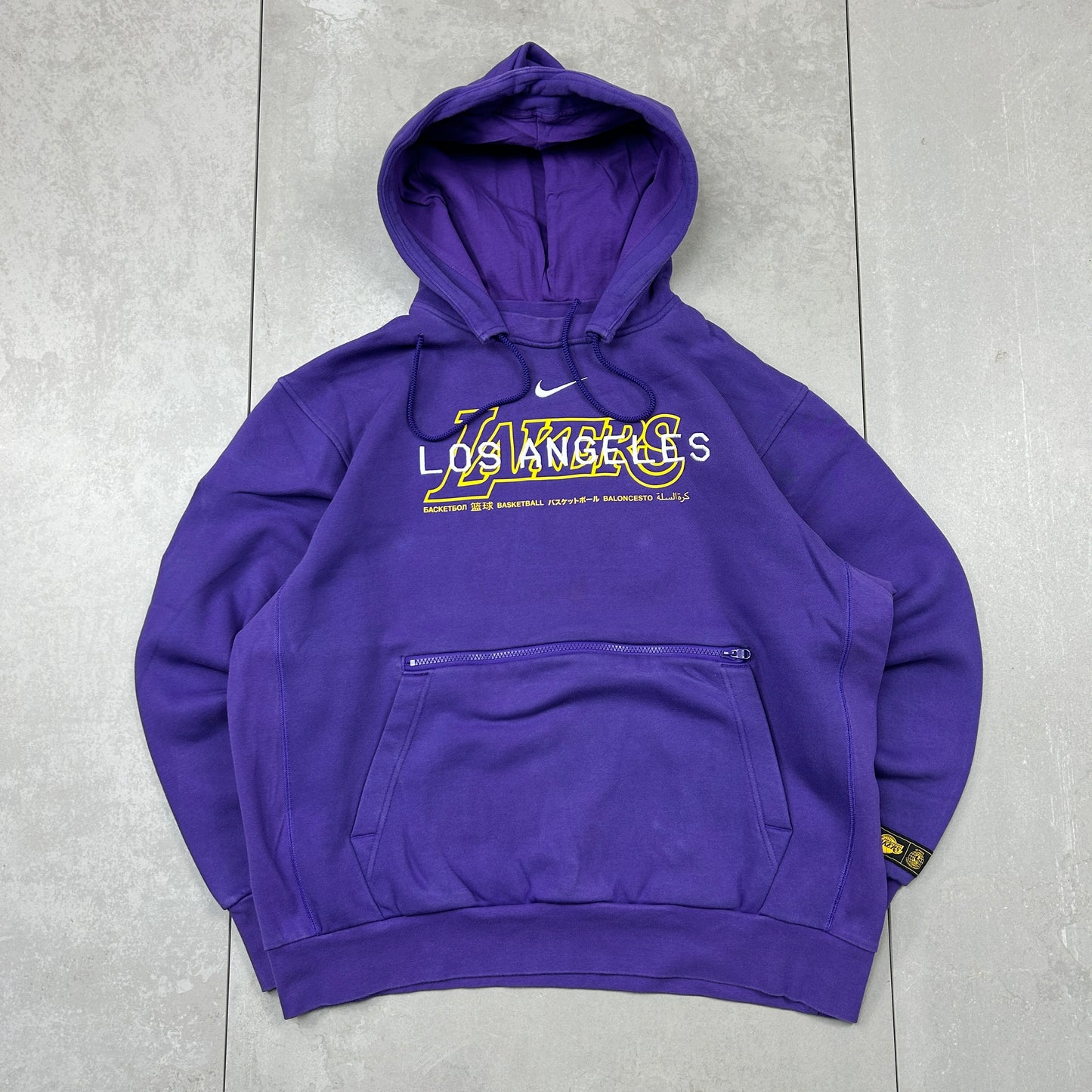 Vintage Nike NBA Lakers Purple Centre Swoosh Embroidered Hoodie Sweatshirt - L