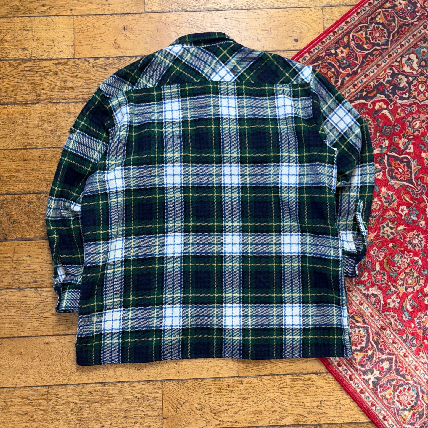 Vintage Green Check Plaid Shacket Jacket - 2XL