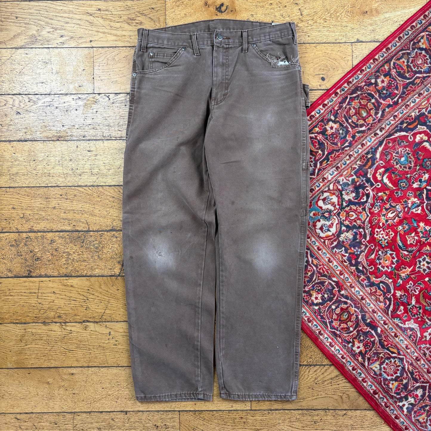 Vintage Dickies Brown Workwear Carpenter Baggy Trousers - 32