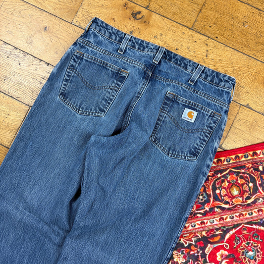 Vintage Carhartt Workwear Carpenter Baggy Blue Jeans - 32